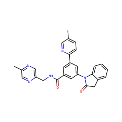 Cc1ccc(-c2cc(C(=O)NCc3cnc(C)cn3)cc(N3C(=O)Cc4ccccc43)c2)nc1 ZINC000113545779