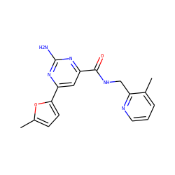 Cc1ccc(-c2cc(C(=O)NCc3ncccc3C)nc(N)n2)o1 ZINC000045390104