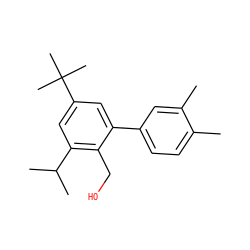 Cc1ccc(-c2cc(C(C)(C)C)cc(C(C)C)c2CO)cc1C ZINC000073387976