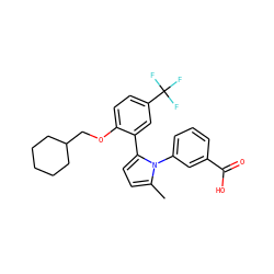 Cc1ccc(-c2cc(C(F)(F)F)ccc2OCC2CCCCC2)n1-c1cccc(C(=O)O)c1 ZINC000040763248