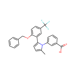 Cc1ccc(-c2cc(C(F)(F)F)ccc2OCc2ccccc2)n1-c1cccc(C(=O)O)c1 ZINC000040567110