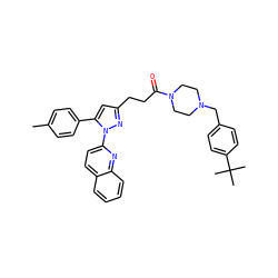 Cc1ccc(-c2cc(CCC(=O)N3CCN(Cc4ccc(C(C)(C)C)cc4)CC3)nn2-c2ccc3ccccc3n2)cc1 ZINC000072119854