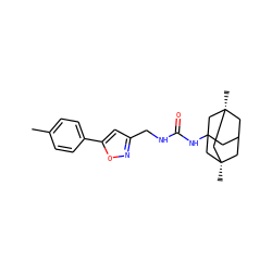 Cc1ccc(-c2cc(CNC(=O)NC34CC5C[C@](C)(C3)C[C@@](C)(C5)C4)no2)cc1 ZINC000473154546