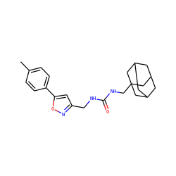 Cc1ccc(-c2cc(CNC(=O)NCC34CC5CC(CC(C5)C3)C4)no2)cc1 ZINC000473154689