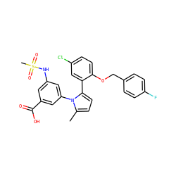Cc1ccc(-c2cc(Cl)ccc2OCc2ccc(F)cc2)n1-c1cc(NS(C)(=O)=O)cc(C(=O)O)c1 ZINC000028819045