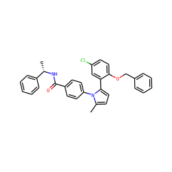 Cc1ccc(-c2cc(Cl)ccc2OCc2ccccc2)n1-c1ccc(C(=O)N[C@@H](C)c2ccccc2)cc1 ZINC000028822641