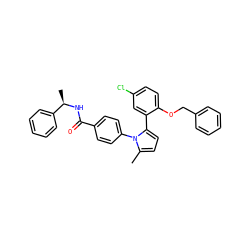 Cc1ccc(-c2cc(Cl)ccc2OCc2ccccc2)n1-c1ccc(C(=O)N[C@H](C)c2ccccc2)cc1 ZINC000028822657