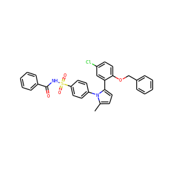Cc1ccc(-c2cc(Cl)ccc2OCc2ccccc2)n1-c1ccc(S(=O)(=O)NC(=O)c2ccccc2)cc1 ZINC000028822617