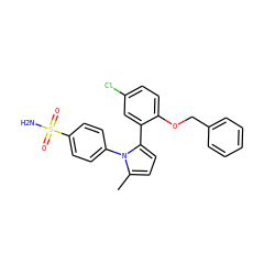Cc1ccc(-c2cc(Cl)ccc2OCc2ccccc2)n1-c1ccc(S(N)(=O)=O)cc1 ZINC000028822624
