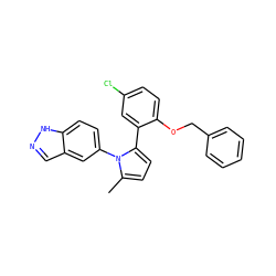 Cc1ccc(-c2cc(Cl)ccc2OCc2ccccc2)n1-c1ccc2[nH]ncc2c1 ZINC000028822661