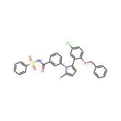 Cc1ccc(-c2cc(Cl)ccc2OCc2ccccc2)n1-c1cccc(C(=O)NS(=O)(=O)c2ccccc2)c1 ZINC000028822613
