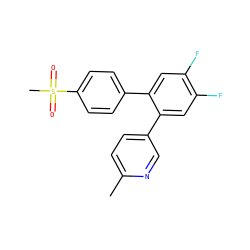 Cc1ccc(-c2cc(F)c(F)cc2-c2ccc(S(C)(=O)=O)cc2)cn1 ZINC000003814671