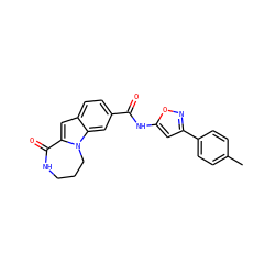 Cc1ccc(-c2cc(NC(=O)c3ccc4cc5n(c4c3)CCCNC5=O)on2)cc1 ZINC000147711109