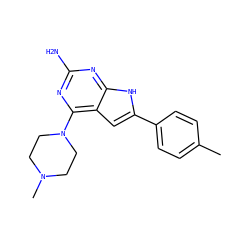 Cc1ccc(-c2cc3c(N4CCN(C)CC4)nc(N)nc3[nH]2)cc1 ZINC000095594909