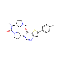 Cc1ccc(-c2cc3ncn([C@H]4CCN(C(=O)N(C)[C@H]5CCN(C)C5)C4)c(=O)c3s2)cc1 ZINC000028818534