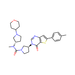 Cc1ccc(-c2cc3ncn([C@H]4CCN(C(=O)N(C)[C@H]5CCN(C6CCOCC6)C5)C4)c(=O)c3s2)cc1 ZINC000028818554