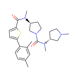 Cc1ccc(-c2ccc(C(=O)N(C)[C@H]3CCN(C(=O)N(C)[C@@H]4CCN(C)C4)C3)s2)c(C)c1 ZINC000028463215