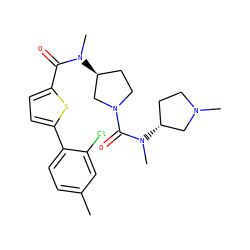 Cc1ccc(-c2ccc(C(=O)N(C)[C@H]3CCN(C(=O)N(C)[C@@H]4CCN(C)C4)C3)s2)c(Cl)c1 ZINC000013981369