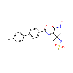 Cc1ccc(-c2ccc(C(=O)N[C@H](C(=O)NO)C(C)(C)NS(C)(=O)=O)cc2)cc1 ZINC001772628682