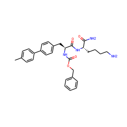 Cc1ccc(-c2ccc(C[C@H](NC(=O)OCc3ccccc3)C(=O)N[C@@H](CCCCN)C(N)=O)cc2)cc1 ZINC000096909264