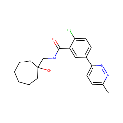 Cc1ccc(-c2ccc(Cl)c(C(=O)NCC3(O)CCCCCC3)c2)nn1 ZINC000049071895