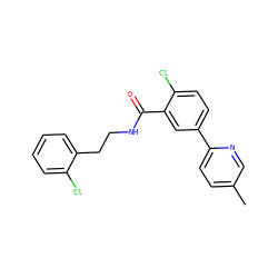 Cc1ccc(-c2ccc(Cl)c(C(=O)NCCc3ccccc3Cl)c2)nc1 ZINC000036408845
