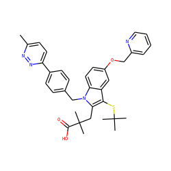 Cc1ccc(-c2ccc(Cn3c(CC(C)(C)C(=O)O)c(SC(C)(C)C)c4cc(OCc5ccccn5)ccc43)cc2)nn1 ZINC000042920534