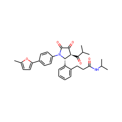 Cc1ccc(-c2ccc(N3C(=O)C(=O)[C@@H](C(=O)C(C)C)[C@@H]3c3ccccc3CCC(=O)NC(C)C)cc2)o1 ZINC000169696551