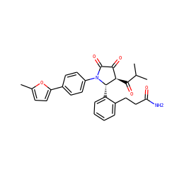 Cc1ccc(-c2ccc(N3C(=O)C(=O)[C@@H](C(=O)C(C)C)[C@@H]3c3ccccc3CCC(N)=O)cc2)o1 ZINC000169696543