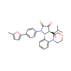 Cc1ccc(-c2ccc(N3C(=O)C(=O)[C@@H](C(=O)C(C)C)[C@@H]3c3ccccc3N3CCOCC3)cc2)o1 ZINC000169696357