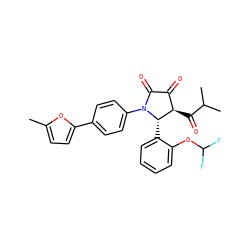 Cc1ccc(-c2ccc(N3C(=O)C(=O)[C@@H](C(=O)C(C)C)[C@@H]3c3ccccc3OC(F)F)cc2)o1 ZINC000169695922