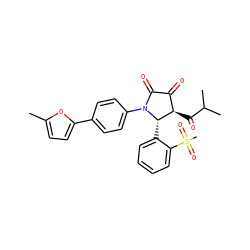 Cc1ccc(-c2ccc(N3C(=O)C(=O)[C@@H](C(=O)C(C)C)[C@@H]3c3ccccc3S(C)(=O)=O)cc2)o1 ZINC000169696591