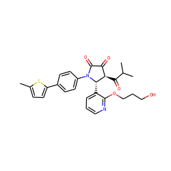 Cc1ccc(-c2ccc(N3C(=O)C(=O)[C@@H](C(=O)C(C)C)[C@@H]3c3cccnc3OCCCO)cc2)s1 ZINC000169696663