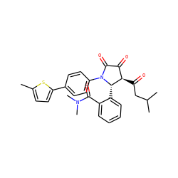 Cc1ccc(-c2ccc(N3C(=O)C(=O)[C@@H](C(=O)CC(C)C)[C@@H]3c3ccccc3C(=O)N(C)C)cc2)s1 ZINC000169696078