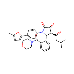Cc1ccc(-c2ccc(N3C(=O)C(=O)[C@@H](C(=O)CC(C)C)[C@@H]3c3ccccc3C(=O)N3CCOCC3)cc2)o1 ZINC000169696437