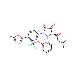 Cc1ccc(-c2ccc(N3C(=O)C(=O)[C@@H](C(=O)CC(C)C)[C@@H]3c3ccccc3OC(F)(F)F)cc2)o1 ZINC000169695938