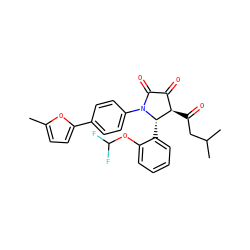 Cc1ccc(-c2ccc(N3C(=O)C(=O)[C@@H](C(=O)CC(C)C)[C@@H]3c3ccccc3OC(F)F)cc2)o1 ZINC000169695934