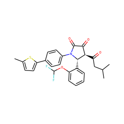 Cc1ccc(-c2ccc(N3C(=O)C(=O)[C@@H](C(=O)CC(C)C)[C@@H]3c3ccccc3OC(F)F)cc2)s1 ZINC000169695846