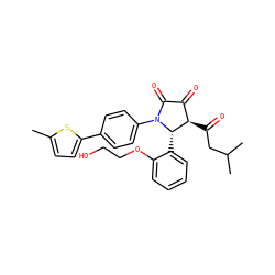 Cc1ccc(-c2ccc(N3C(=O)C(=O)[C@@H](C(=O)CC(C)C)[C@@H]3c3ccccc3OCCO)cc2)s1 ZINC000169695817