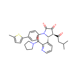 Cc1ccc(-c2ccc(N3C(=O)C(=O)[C@@H](C(=O)CC(C)C)[C@@H]3c3cccnc3C(=O)N3CCCC3)cc2)s1 ZINC000169696707
