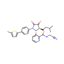 Cc1ccc(-c2ccc(N3C(=O)C(=O)[C@@H](C(=O)CC(C)C)[C@@H]3c3cccnc3C(=O)NCC#N)cc2)s1 ZINC000169696699