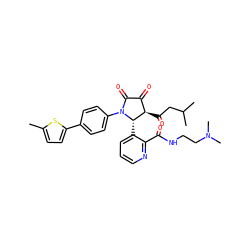 Cc1ccc(-c2ccc(N3C(=O)C(=O)[C@@H](C(=O)CC(C)C)[C@@H]3c3cccnc3C(=O)NCCN(C)C)cc2)s1 ZINC000169696719