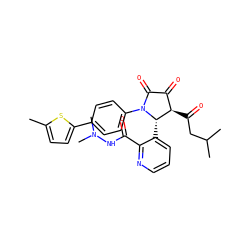 Cc1ccc(-c2ccc(N3C(=O)C(=O)[C@@H](C(=O)CC(C)C)[C@@H]3c3cccnc3C(=O)NN(C)C)cc2)s1 ZINC000169696695