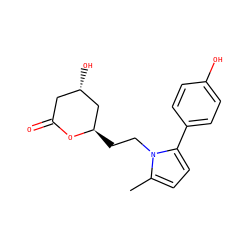 Cc1ccc(-c2ccc(O)cc2)n1CC[C@@H]1C[C@@H](O)CC(=O)O1 ZINC000026831868