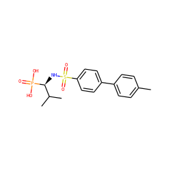Cc1ccc(-c2ccc(S(=O)(=O)N[C@@H](C(C)C)P(=O)(O)O)cc2)cc1 ZINC000028642133