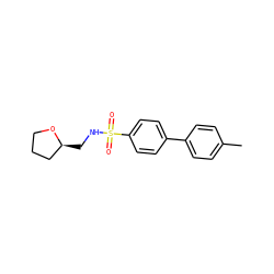Cc1ccc(-c2ccc(S(=O)(=O)NC[C@H]3CCCO3)cc2)cc1 ZINC000000387172