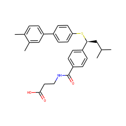 Cc1ccc(-c2ccc(S[C@@H](CC(C)C)c3ccc(C(=O)NCCC(=O)O)cc3)cc2)cc1C ZINC000035952827