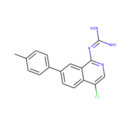 Cc1ccc(-c2ccc3c(Cl)cnc(N=C(N)N)c3c2)cc1 ZINC000026974480