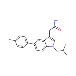 Cc1ccc(-c2ccc3c(c2)c(CC(N)=O)cn3CC(C)C)cc1 ZINC000028888215