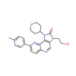 Cc1ccc(-c2ccc3ncc4c(c3n2)n(C2CCOCC2)c(=O)n4CCO)cn1 ZINC000118539294